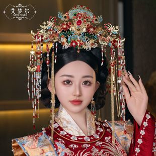 MY1008 Traditional Ming-made Phoenix Crown Sundress Bride Chinese Wedding Dinner Ceremony Crown Studio Hanfu Wedding Queen