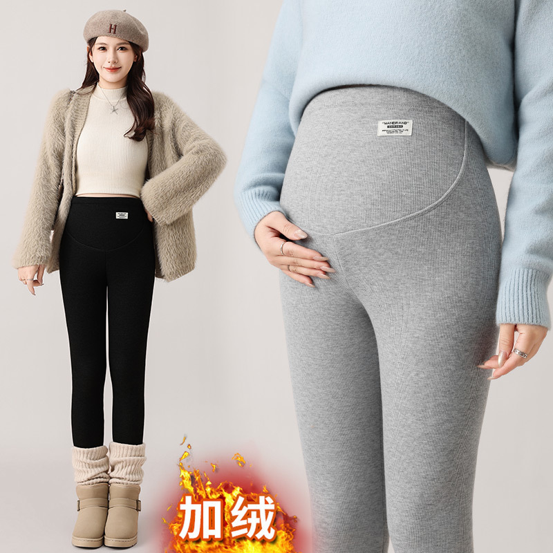Maternity Leggings for Spring and Autumn, Fleece-Lined and Thickened for Warmth, High-Waisted, Slimming, Plus-Size Casual Pants for Pregnant Women Maternity Leggings for Spring and Autumn, Fleece-Lined and Thickened for Warmth, High-Waisted, Slimming, Plus-Size Casual Pants for Pregnant Women