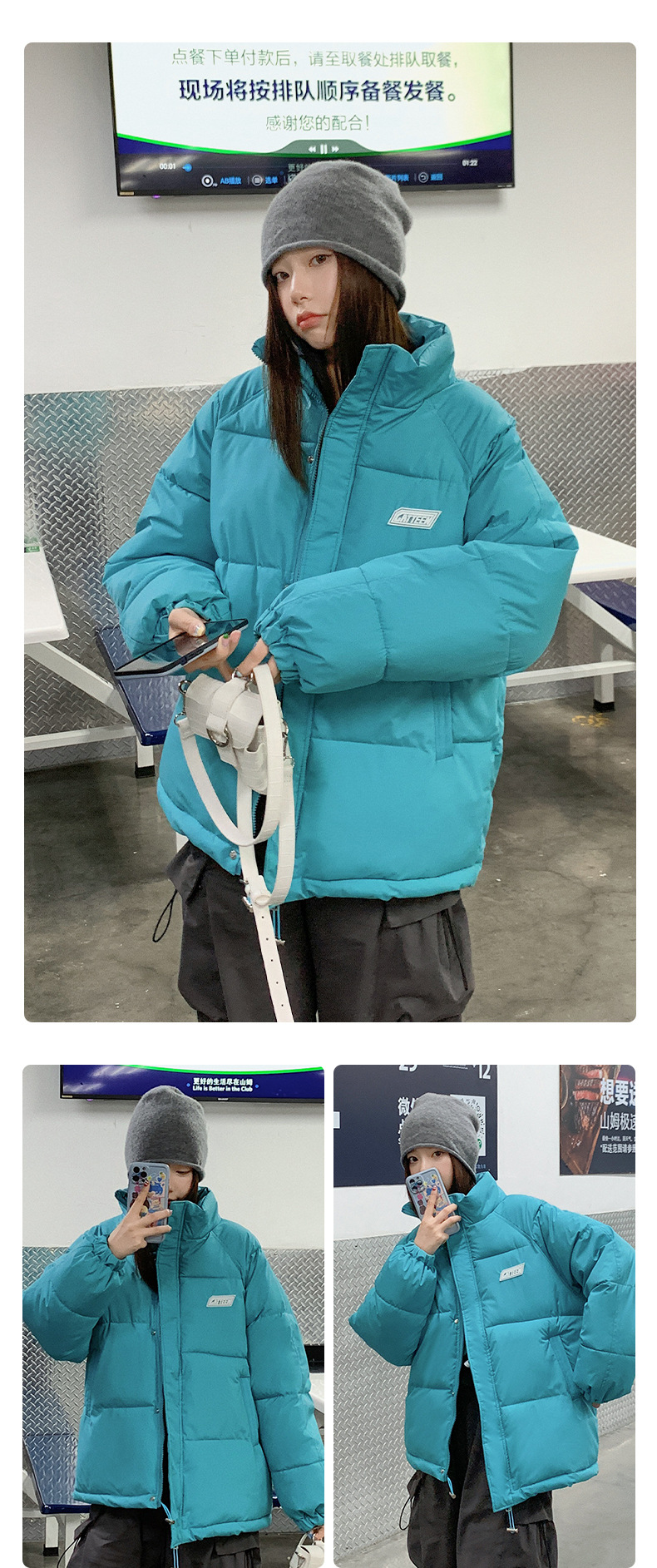 Women's Winter Down Coat Stand Neck Short Padded Jacket For Women_voghion.com
