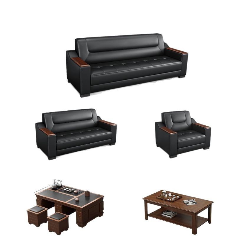 Sofá de oficina de cuero simple y moderno reunión de negocios recepción ocio mesa de centro para tres personas juego de combinación arte de cuero