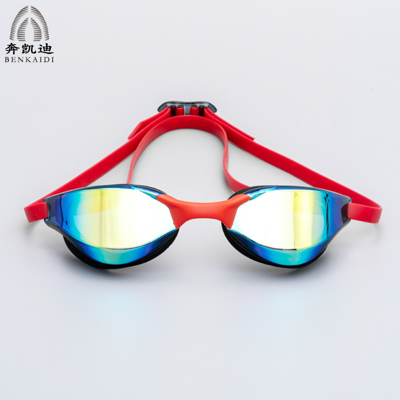 빨간색 도금 수영 고글 + 거울 상자