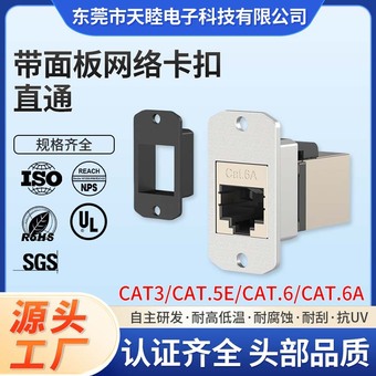 锌合金面板网络卡扣直通电脑模块螺丝孔定位磨砂黑磨砂银屏蔽全塑