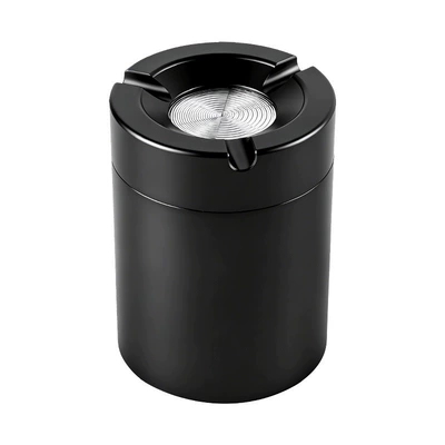 New aluminum alloy car ashtray, sealed and rotating, anti-spill, thickened, creative design for car and commercial use (Car ashtray) - upgraded-car-ashtraypiano-black