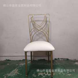 工厂批发轻奢极简金色餐椅现代时尚港式酒店餐厅宴会皮革椅子