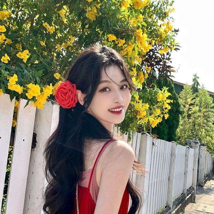 Pinza para el cabello de flor rosa para mujer 2025 nuevo clip de agarre para el cabello con placa posterior de la cabeza grande clip de tiburón de flor para la cabeza horquilla