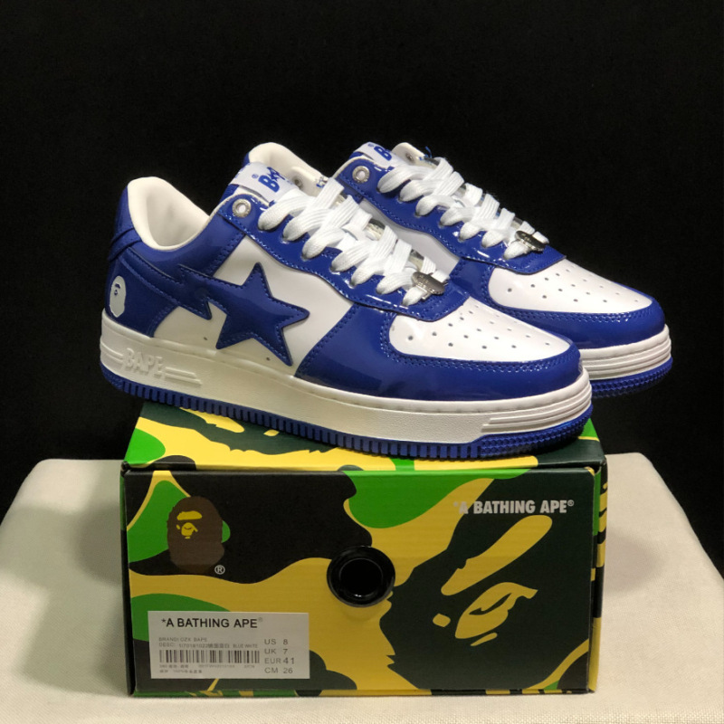 莆田Bape Sta 猿人头空军联名漫威黑白熊猫漆皮真皮男女低帮板鞋|undefined