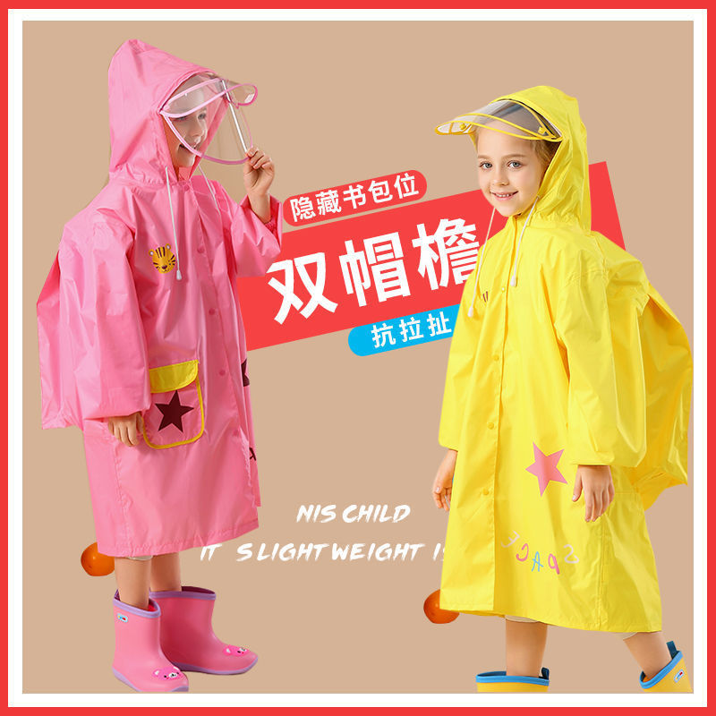 Children's Raincoat Boys and Girls Children School with Schoolbag Poncho Kindergarten Outdoor Waterproof Raincoat