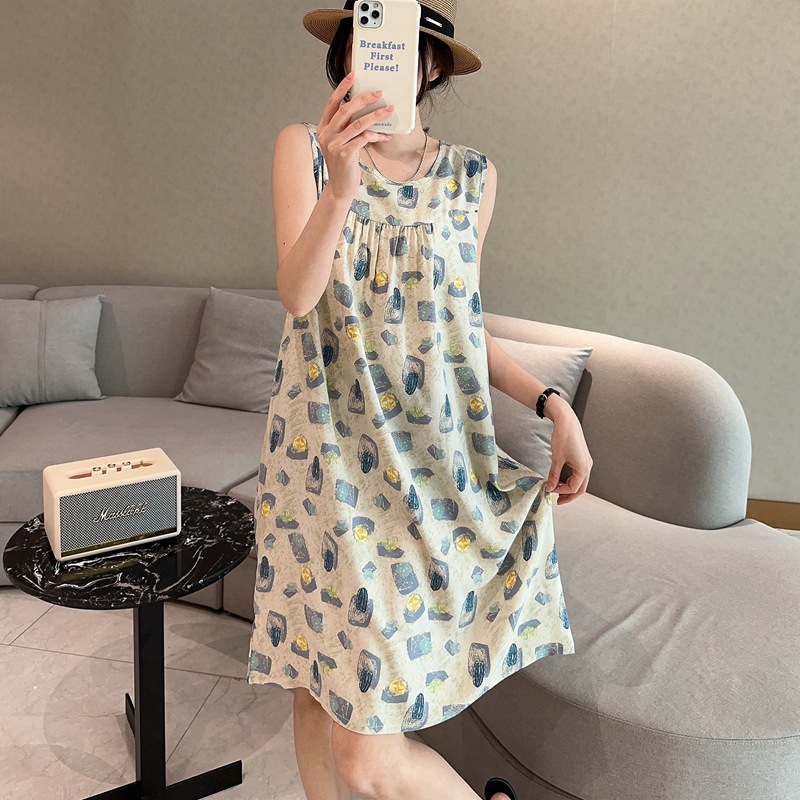 Ärmelloses Midikleid Mit Blumenmuster Aus Baumwoll-seide Damen_voghion.com