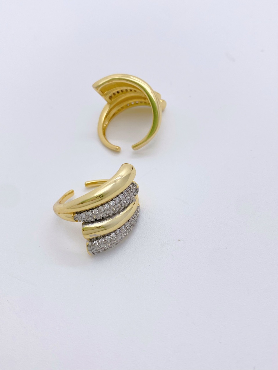 One Size Ring Size 1 Piece Quantity Wholesale Jewelry IG Style Geometric Leaves Heart Shape Copper Zircon 18K Gold Plated Mixed Metal Plating Inlay Open Rings