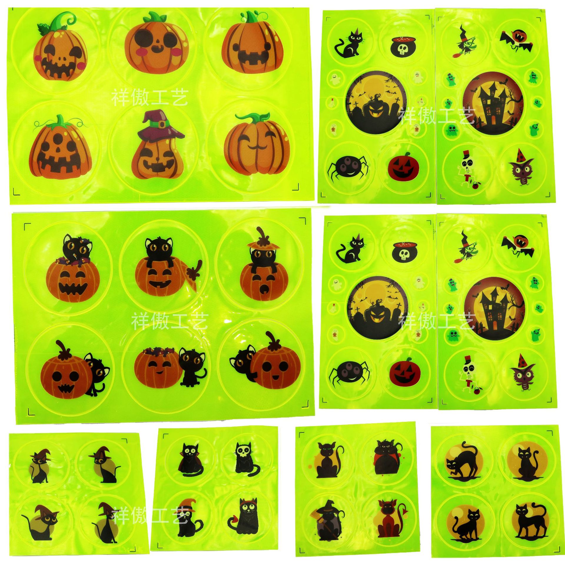 跨境万圣节反光贴纸 儿童反光贴 节日派对不干胶多用途夜光贴纸