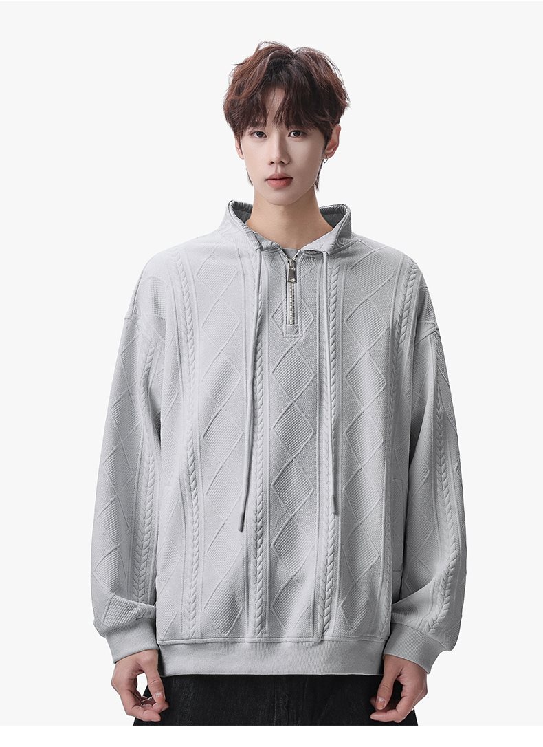Half-zip Sweatshirt For Men Autumn Trendy Streetwear Pullover_voghion.com