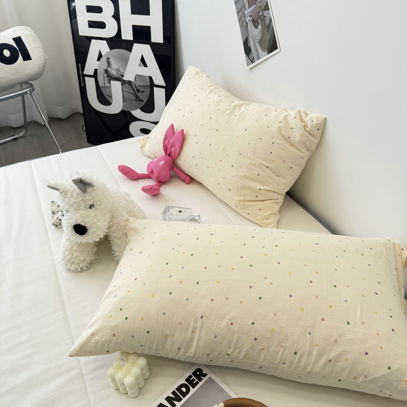 単品/シンプルなカラフルな小さな水玉模様の雲のようなニット二重糸の交換用シングル枕カバー 48*74 コアなし|undefined