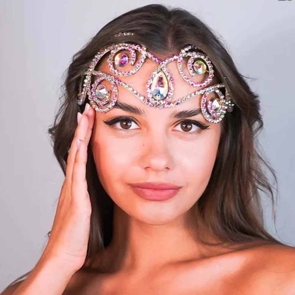 Bohemia color gota de agua correa de cabello personalidad diamante tocado accesorios escenario Headwear