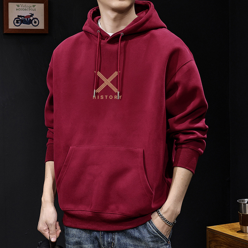 Suéter hombre encapuchado primavera y otoño estilo americano pesado pesado invierno más chaqueta de terciopelo nuevo abrigo de hombre de otoño