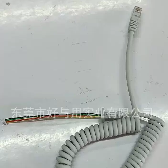 厂家直销制造4芯胎心仪弹性连接线白色镀金水晶头成型纯铜导体