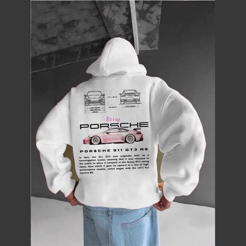 2025 Spring Cross-Border Popular Car Print Men's Hoodie Heartbeat Pattern Hooded Sweatshirt Hot Sale