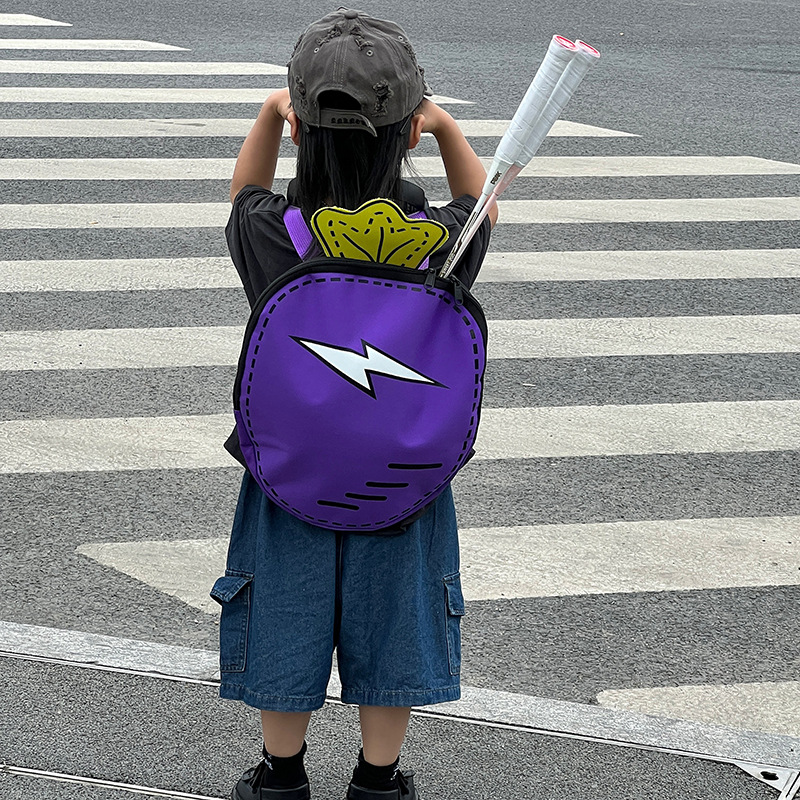 Bolsos para niños Mochila para niños y niñas con forma de zanahoria linda de dibujos animados Mochila de raqueta de tenis de bádminton portátil