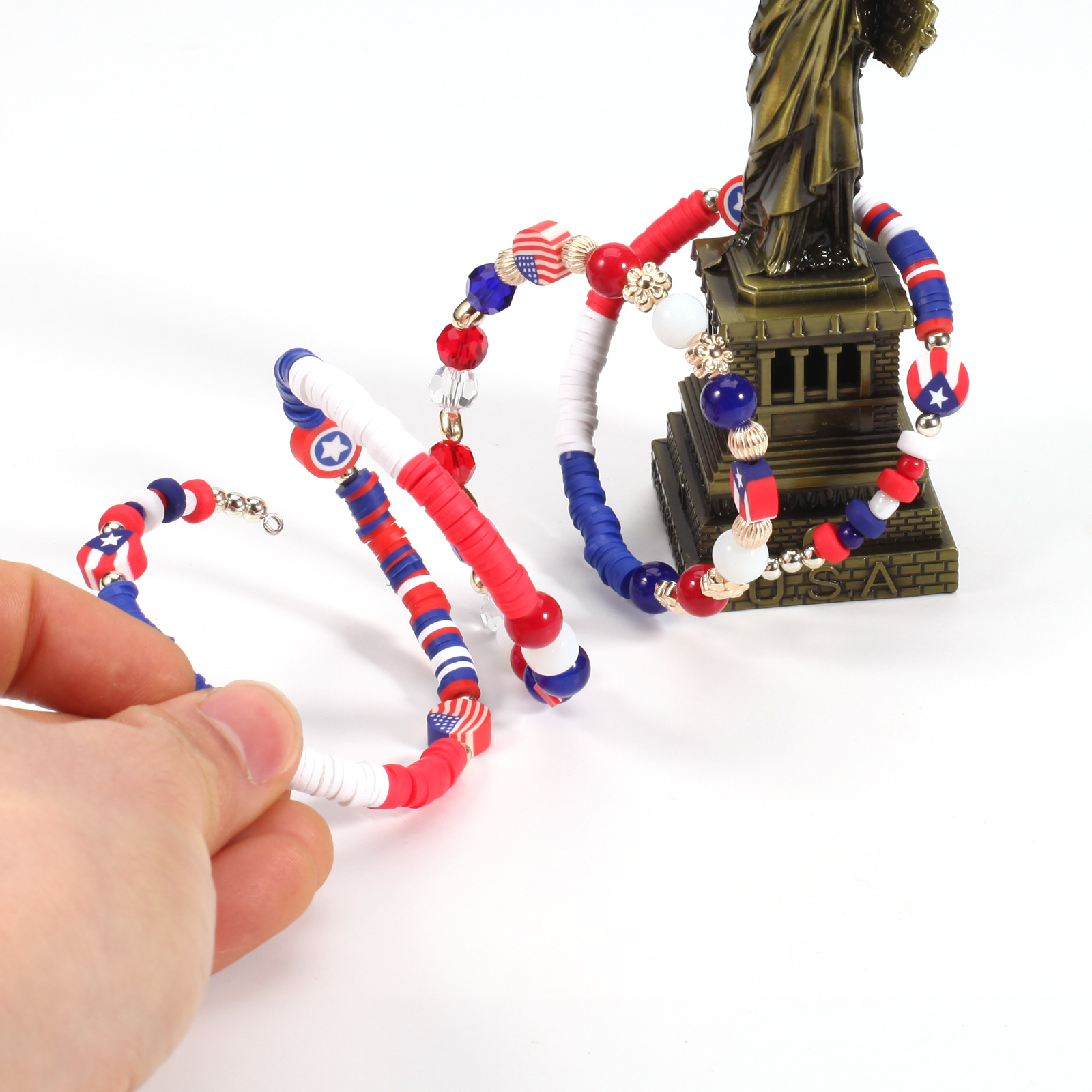 Wholesale Jewelry Classic Style American Flag Soft Clay Beaded Bracelets display picture 4