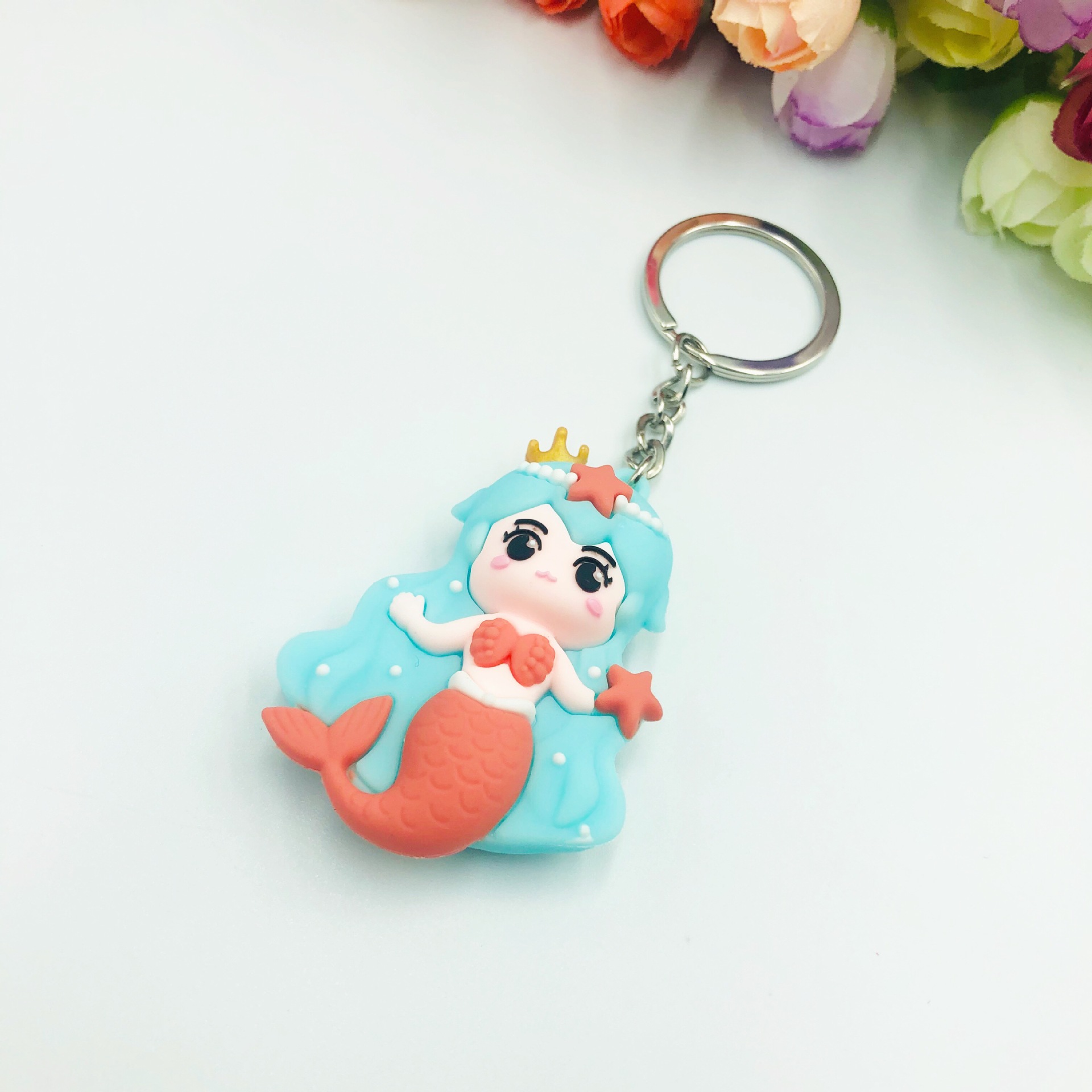 Q versión de dibujos animados sirena princesa muñeca llavero muñeca mochila colgante llavero regalo práctico