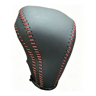 Sürətlər qutusu və əl tormozu başlıqları A4L Q5 Q7 A5 gear shift - black-leather-with-red-stitching