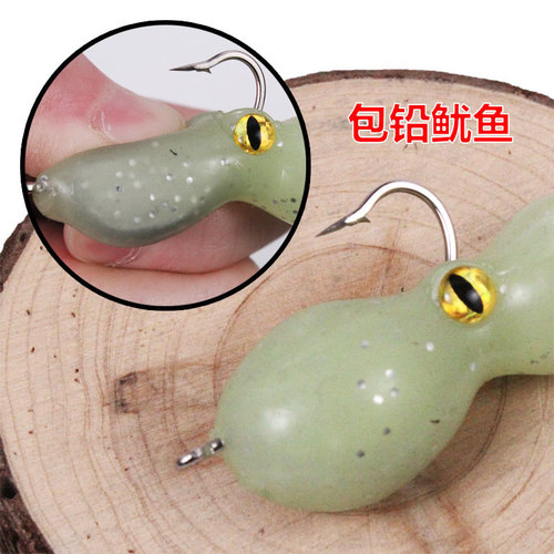Wholesale lead packaged squid soft bait iron plate double hook 21g/11cm sea fishing boat fishing simulation fake bait deep sea soft bait