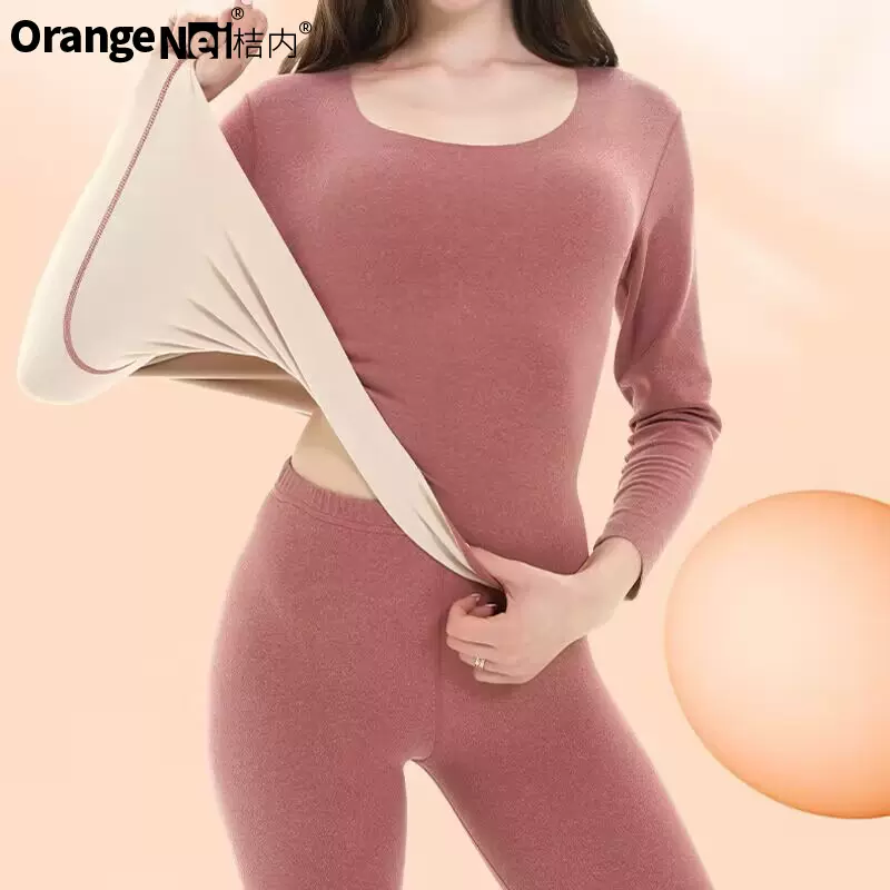 桔内桔感保暖内衣女士发热贴身衣打底衫肌底衣秋衣秋裤套装冬季女