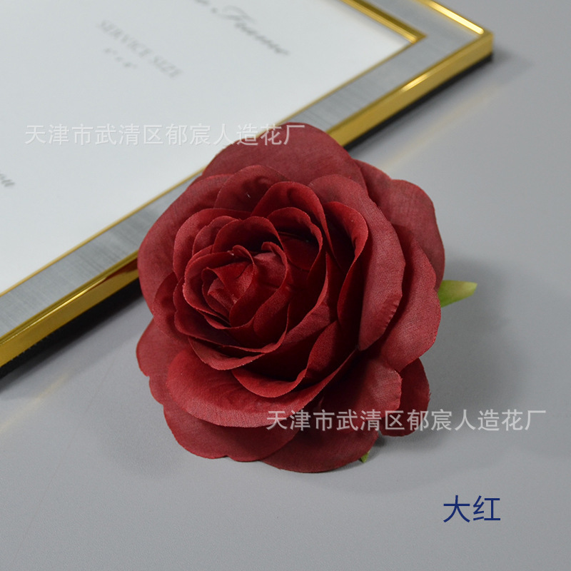 ローズ造花ハイエンドブルーフラワー結婚式の装飾偽花芯ローズヘッドローズフラワー卸売|undefined