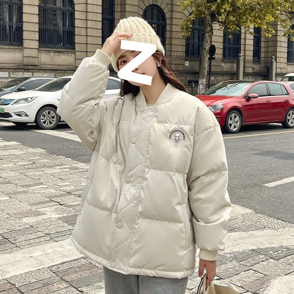 冬季贴标羽绒服女2025年新款短款韩版宽松白鸭绒时尚情侣棒球外套