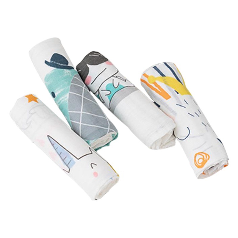 Toalla de baño para bebés fibra de bambú gasa de doble capa edredón recién nacido jardín de infantes Toalla de impresión manta edredón para bebés