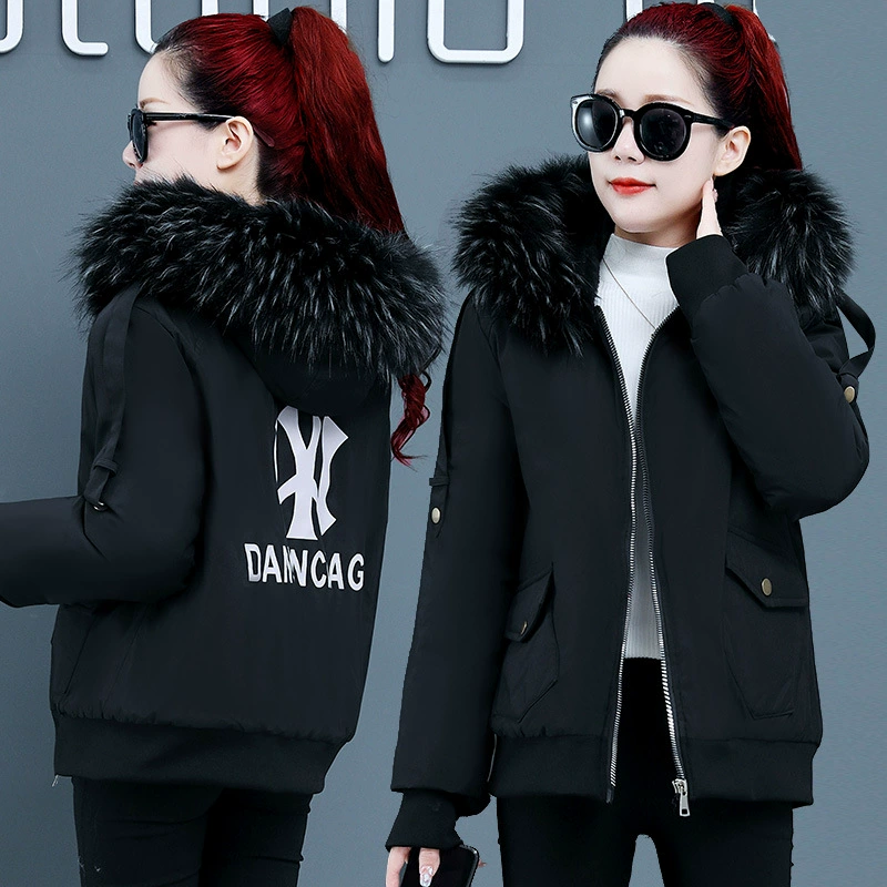 Куртка с хлопковой подкладкой с большим шерстяным воротником, женская зимняя свободная утепленная куртка в Корейском стиле, куртка с хлопковой подкладкой, короткая куртка с хлопковой подкладкой, модная Внешняя торговля