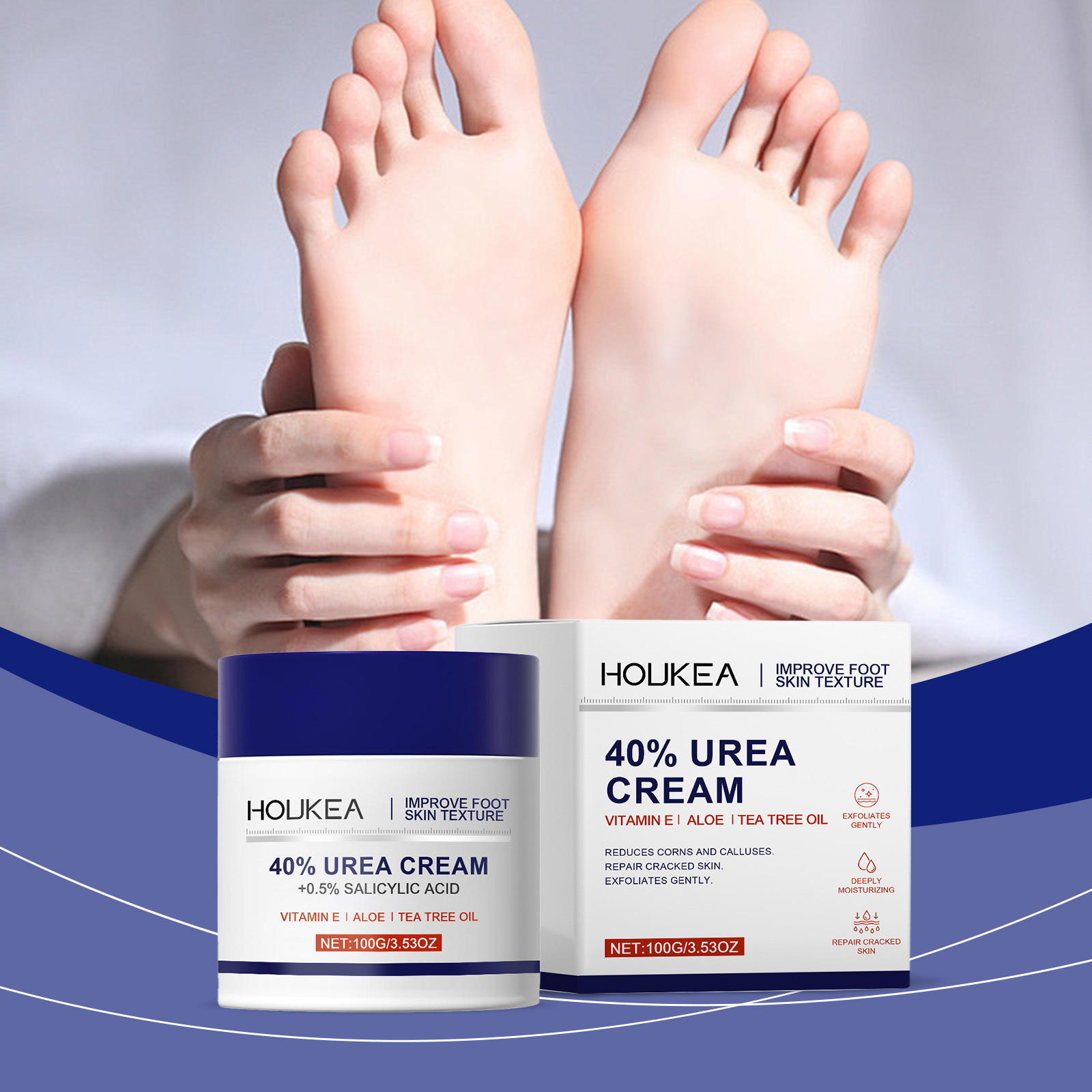 HOUKEA保湿防护足霜 日常呵护补水滋养足部肌肤改善干燥脚部护理