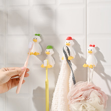 厂家可爱小鸭硅胶牙刷架免打孔挂壁可爱浴室吸盘式卡通收纳挂钩