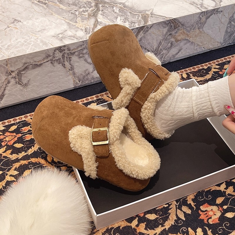 Fleece-Lined Birkenstock Shoes for Women 2025 Autumn and Winter Closed-Toe Slip-On Slippers with Lamb Wool and Height-Increasing Cotton Slippers Winter Style Fleece-Lined Birkenstock Shoes for Women 2025 Autumn and Winter Closed-Toe Slip-On Slippers with Lamb Wool and Height-Increasing Cotton Slippers Winter Style