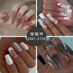 Stylish diamond-style ballet nails with dazzling stacked rhinestones—cute, edgy, and glamorous! Sweet & spicy chick vibes—ready-to-wear, pre-designed false nails for instant glam.