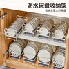 橱柜碗碟收纳架厨房碗盘内置物架抽拉碗架餐具碗筷盒分层沥水篮子|ru