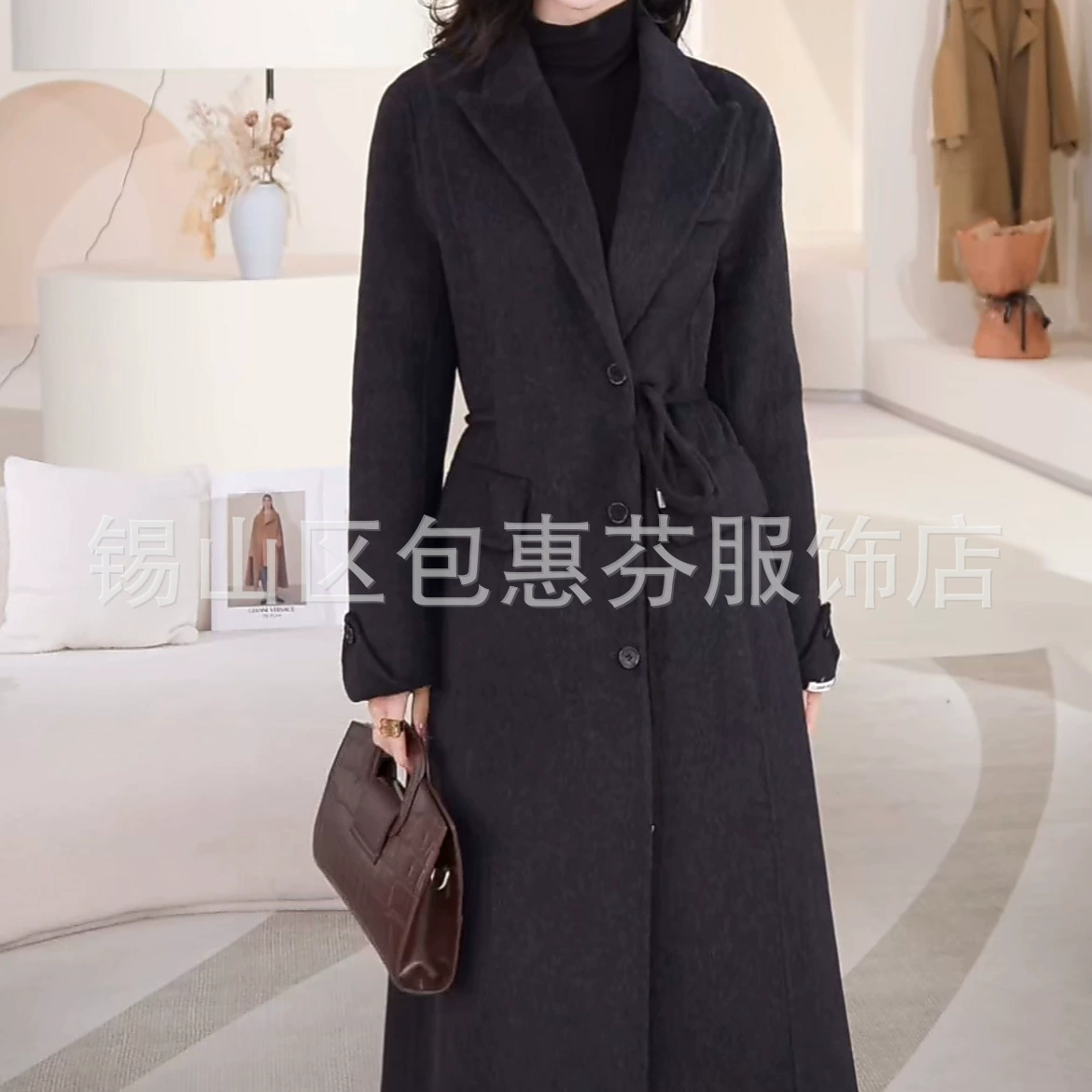 2024 осень и зима новый двухсторонний шерстяной шерстяной шерстяной пальто женский высокого класса ручной работы среднего и длинного темперамента тонкая шерстяная куртка