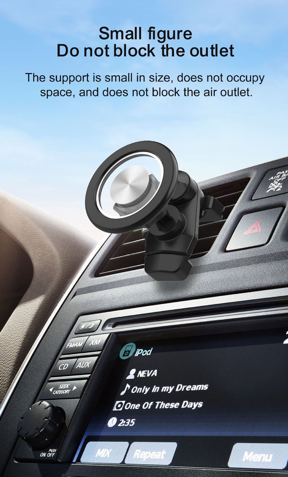 Heyi Transparent Magnetic Car Phone Holder Strong Magnetic Navigation Holder Dashboard Car Air Vent Holder