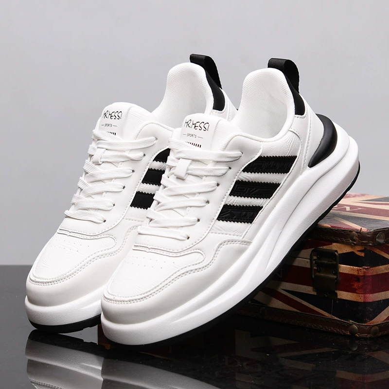 Маккуин кожаные маленькие белые туфли мужские весенние и летние туфли с низким приливом дикие толстые подошвы для увеличения мужской обуви повседневные спортивные туфли 9053