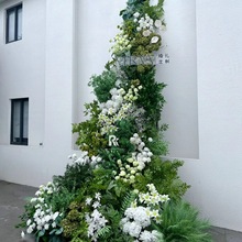 仿真绿植手感彩芋叶一帘幽梦假花马尾松家居装饰森系婚庆插花叶材