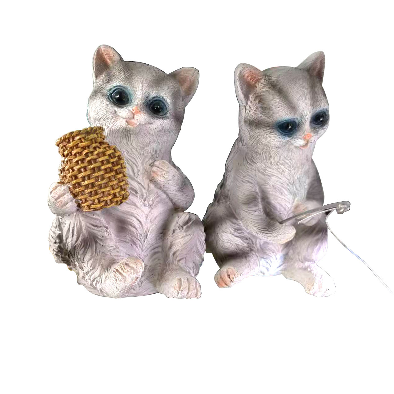 Decoración de pecera de resina, gato de pesca, canasta de bambú, gato AB, artesanía, gatito, colgante de acuario, estilo explosivo