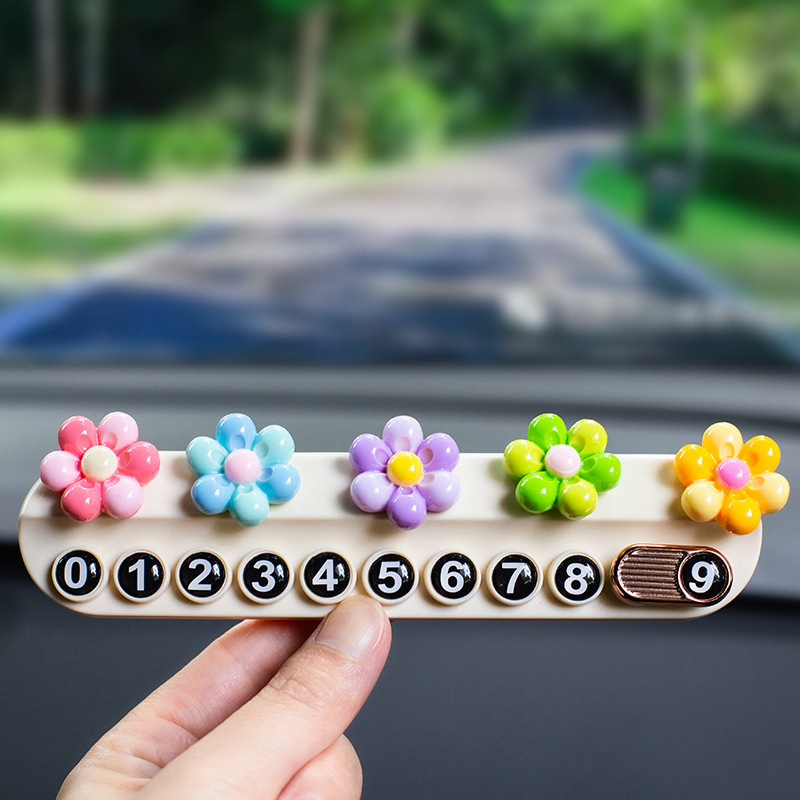 Tarjeta de estacionamiento temporal para automóvil, teléfono móvil multifuncional para automóvil, placa de número, decoración de tarjeta de tiempo cero para automóvil lindo creativo