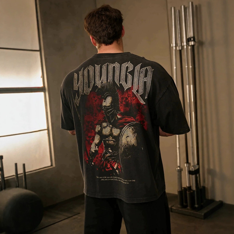 Youngla Co-Branded with Axel Martinez Men's Short-Sleeved Jogger Sports Fitness Short-Sleeved Pure Cotton Casual T-Shirt
