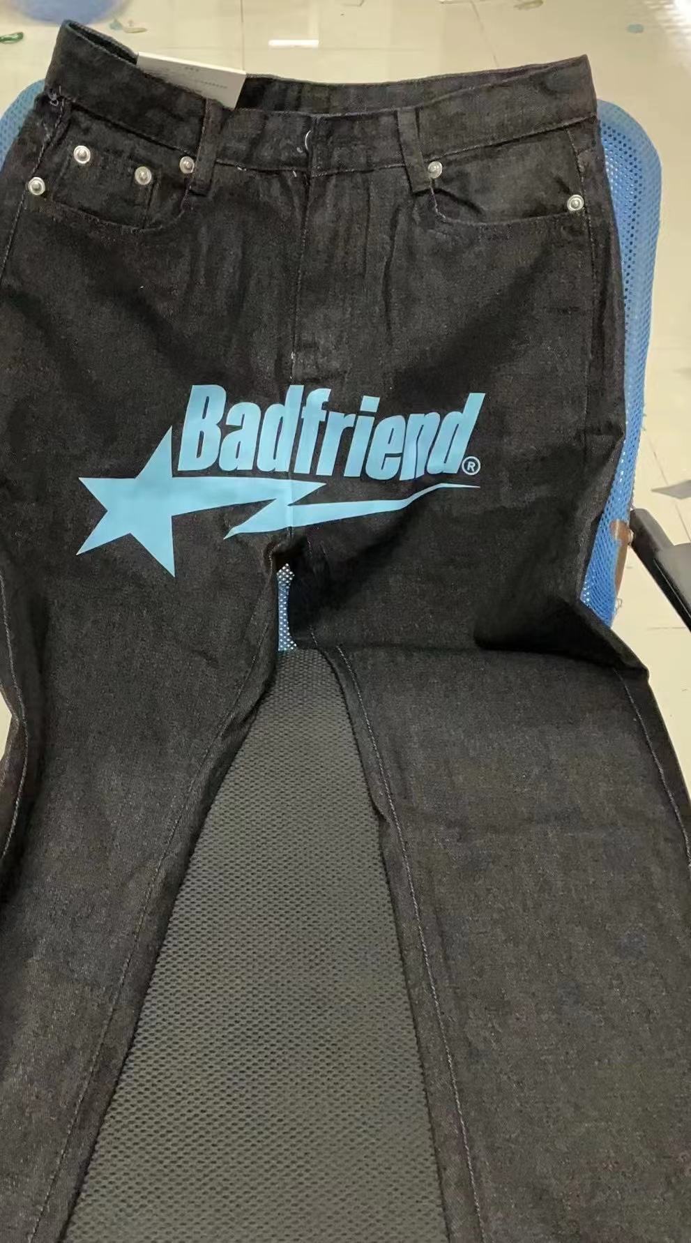 Y2k Men's Jeans Badfriend Hip Hop Letter Print Black Pants Men Women New Fashion Casual Rock Wide Foot Baggy Trouser Streetwear_voghion.com