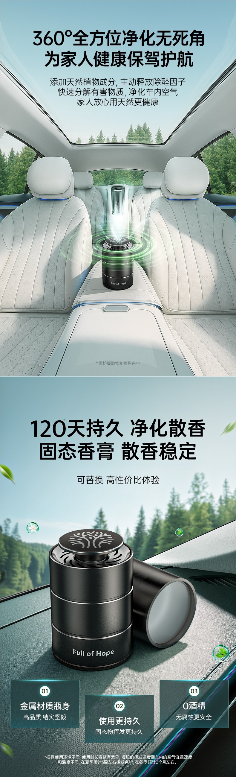 Hope Tree New Car Formaldehyde Remover, Odor Eliminator, Car-Specific Air Purifier and Aromatherapy Device