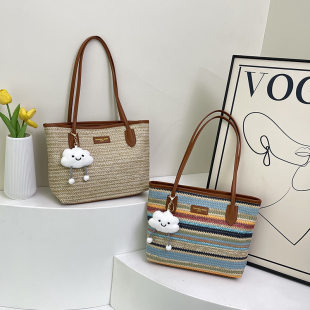 Rainbow shoulder bag, fashionable capacious one-shoulder bag, city style