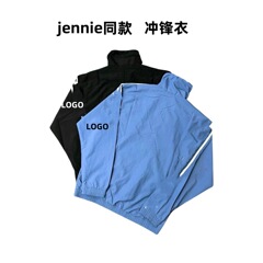 jennie同款袖口LOGO条纹拉链冲锋衣春夏新款男女同款运动外套