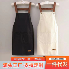 家庭用台所料理飲食防水防油防汚エプロン男女出勤作業服ファッション印字ロゴ