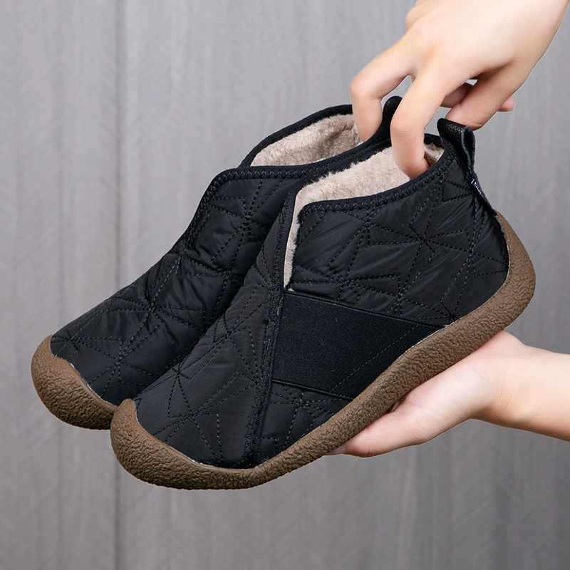 Новые зимние high-top хлопковые ботинки с мягкой подошвой, противоскользящие, мамина обувь с бордовой бархатной подкладкой, утепленные, легкие повседневные стильные снегоступы