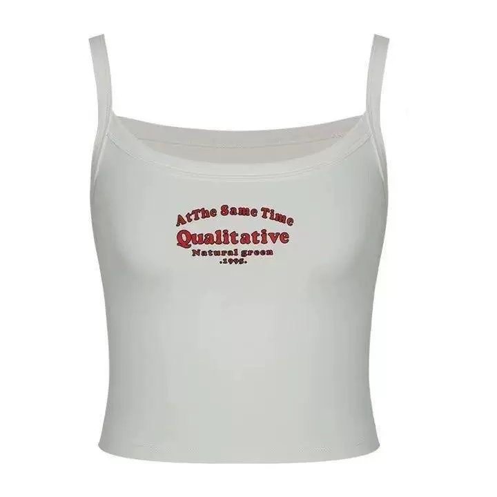 Sleeveless cropped tank (Base) American retro style, one size, casual summer camisole