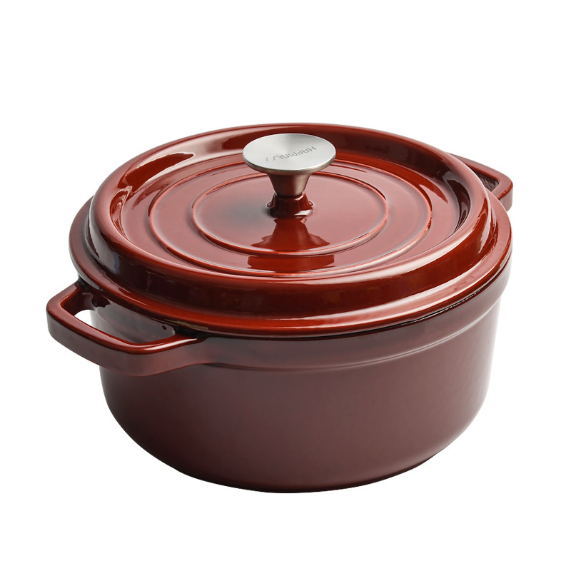 Pequeña felicidad olla de esmalte de hierro fundido olla de estofado olla de cocina de esmalte no recubierto sartén antiadherente Cocina de Inducción Universal
